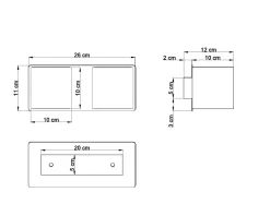 Aluminium Wandleuchte Grau eckig Up Down 2x G9 GEO