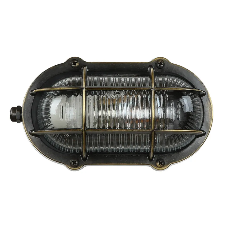 Antike Außenlampe Wand Echt-Messing SKIATHOS