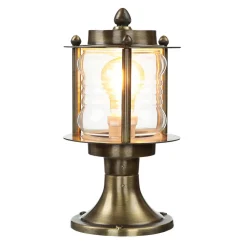 Antike Außenleuchte Sockellampe MYKO Echt-Messing