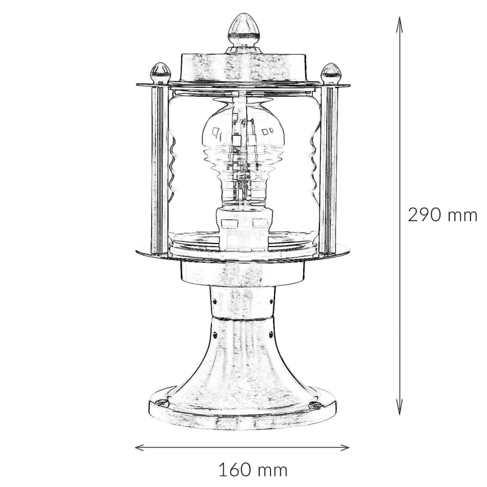Antike Außenleuchte Sockellampe MYKO Echt-Messing