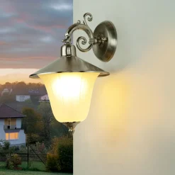 Antike Lampe außen Messing Glas Rustikal ANDROS