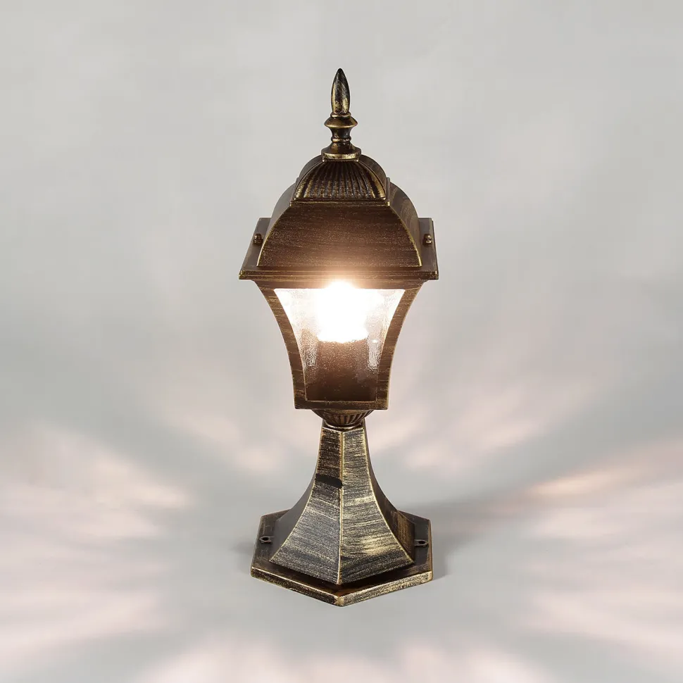 Antike Sockellampe Außen TOSCANA E27 Gold IP43