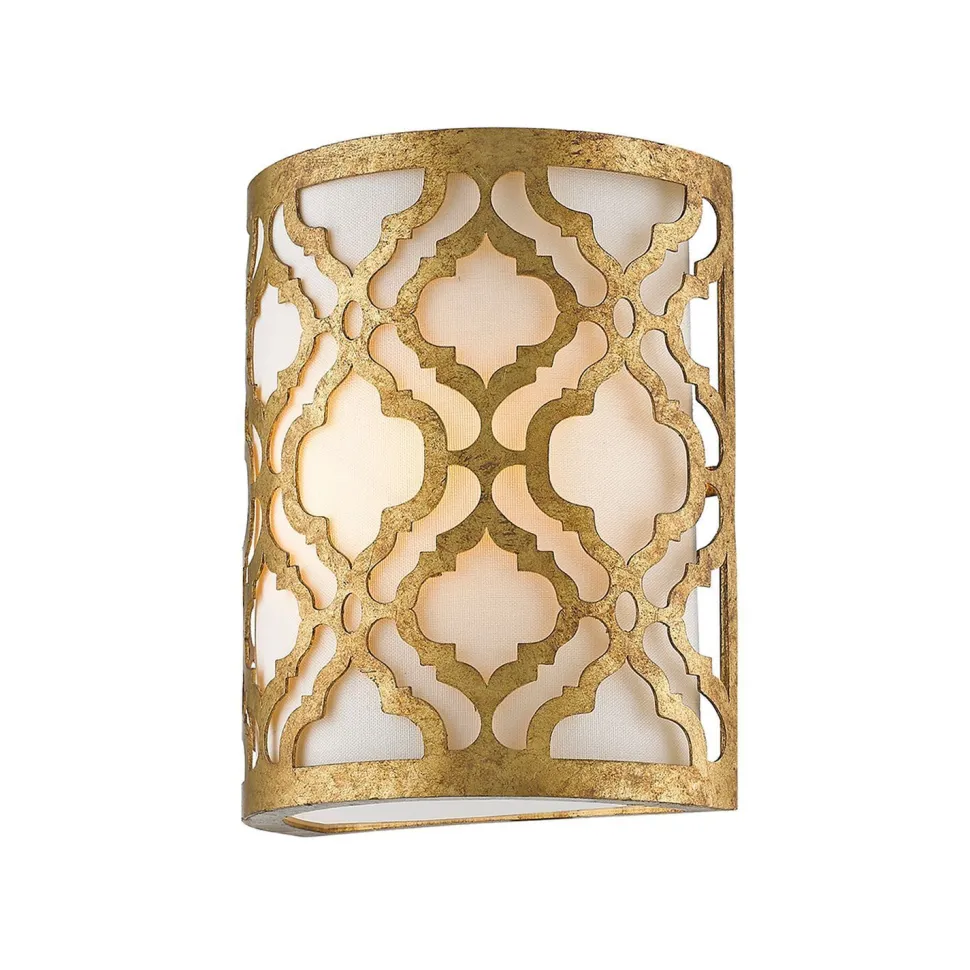 Arabesque Wandleuchte Flur Blattgold Leinen Antik