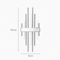 Art Déco Wandleuchte 70,5cm hoch Messing massiv 3x S14d