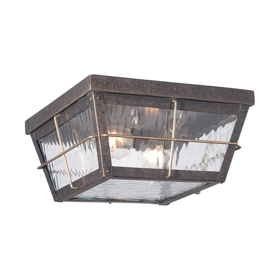 Außen Deckenleuchte Glas Metall eckig IP44 Terrasse