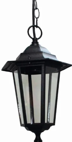 Außen Hängelampe Schwarz Laterne E27 IP44 Aluminium