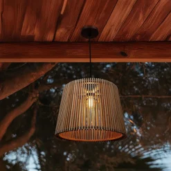 Außen Hängeleuchte Holzschirm E27 IP44 Ø 39 cm YOKKA