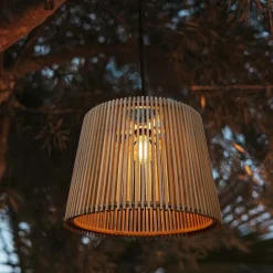 Außen Hängeleuchte Holzschirm E27 IP44 Ø 39 cm YOKKA