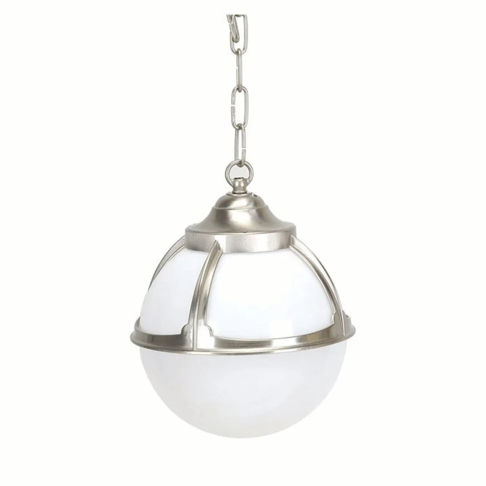 Außen Pendelleuchte Kugel Messing in Nickel Weiß