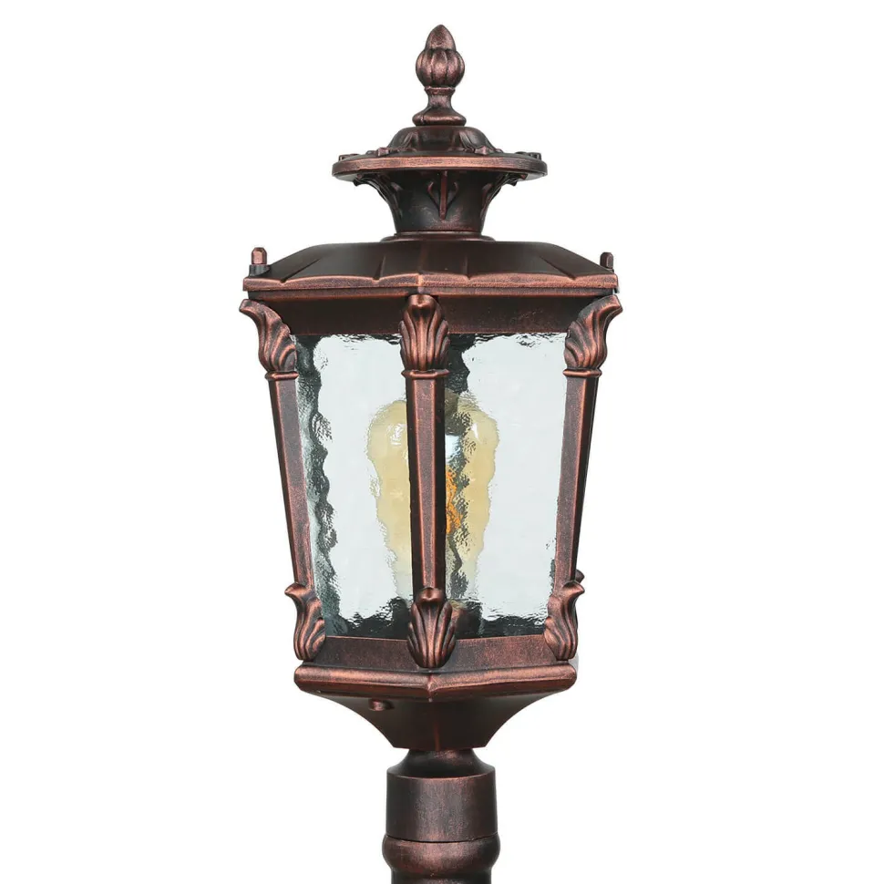 Außen Stehlampe Bronze Antik Ornament Glas E27 AMUR