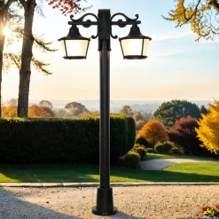 Außen Stehleuchte Schwarz 2-flmg rustikal OTHONOI