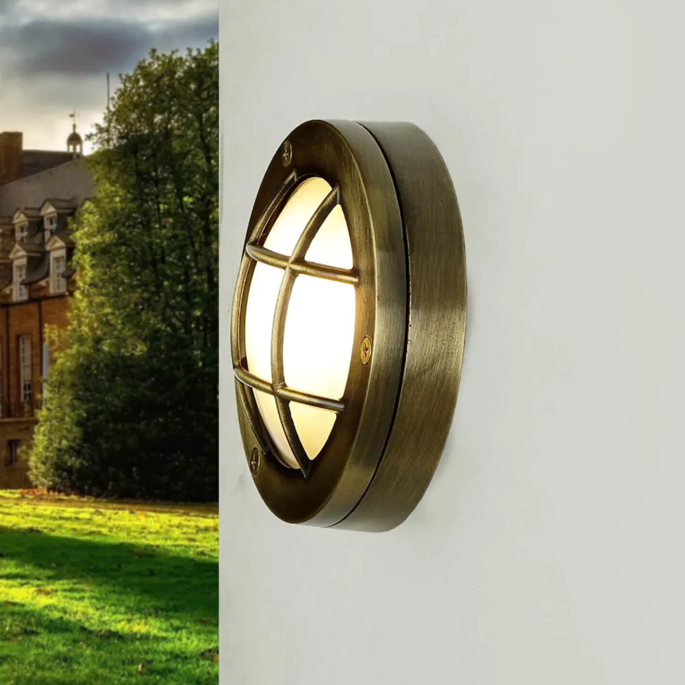 Außen Wandlampe Messing Maritim rund IP64 Haus Tür