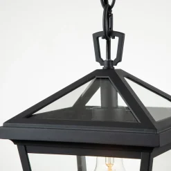 Außenlampe E27 IP44 B: 20,3 cm Schwarz hängend