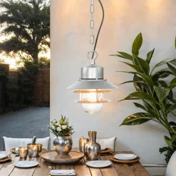 Außenlampe Edelstahl E27 IP44 in Silber Maritim