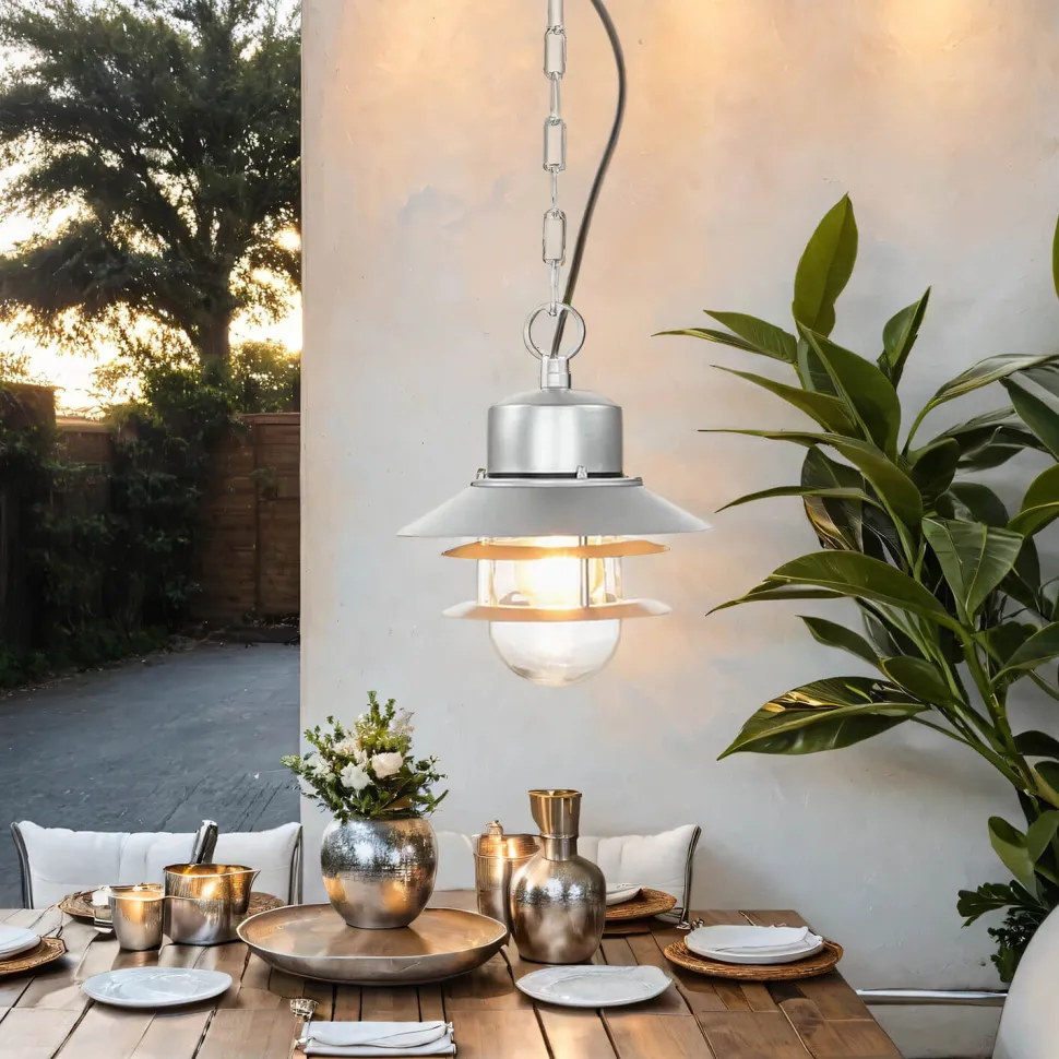 Außenlampe Edelstahl E27 IP44 in Silber Maritim