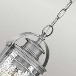 Außenlampe hängend Glas Alu E27 IP44 höhenverstellbar Maritim