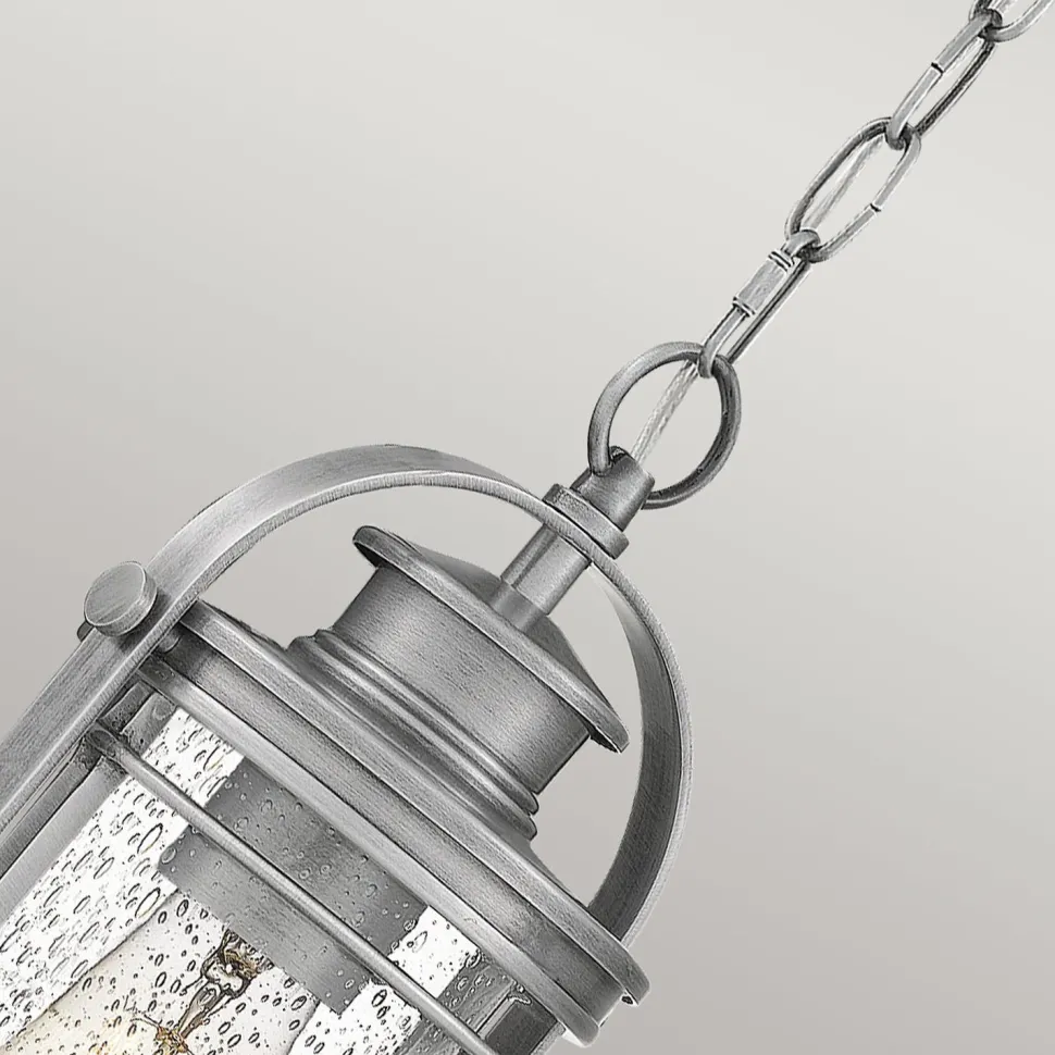 Außenlampe hängend Glas Alu E27 IP44 höhenverstellbar Maritim