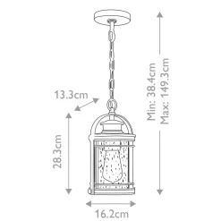 Außenlampe hängend Glas Alu E27 IP44 höhenverstellbar Maritim