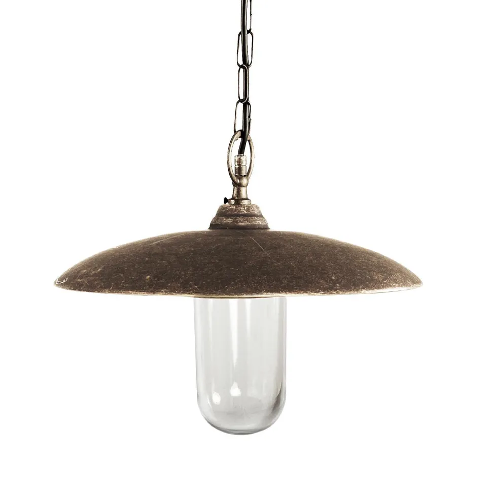 Außenlampe hängend IP44 E27 Ø 30,5 cm Echt-Messing