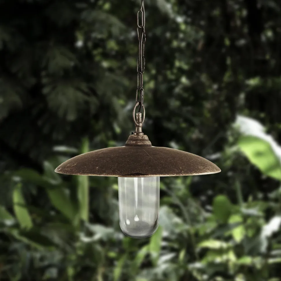 Außenlampe hängend IP44 E27 Ø 30,5 cm Echt-Messing