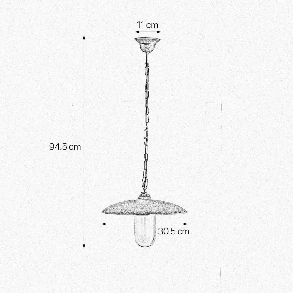 Außenlampe hängend IP44 E27 Ø 30,5 cm Echt-Messing