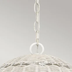 Außenlampe hängend Korbschirm E27 IP44 Ø 40,5 cm Weiß Antik