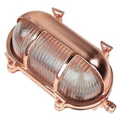 Außenlampe Messing Riffelglas Maritim IP64 E27 Kupfer