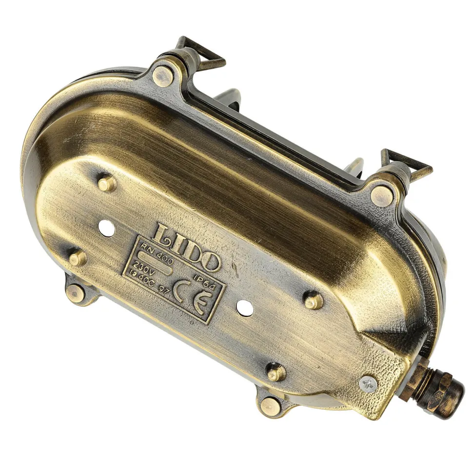 Außenlampe Messing Riffelglas E27 IP64 Maritim SKIATHOS