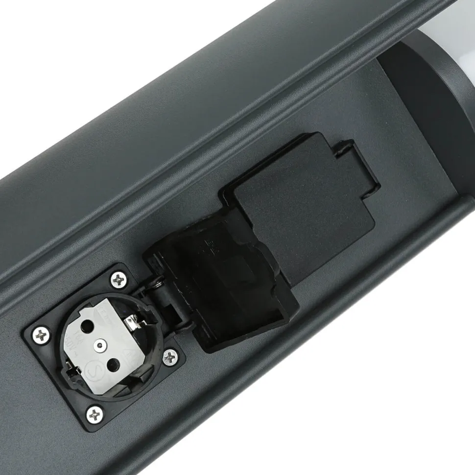 Außenlampe mit Steckdose Anthrazit 46,5cm blendarm