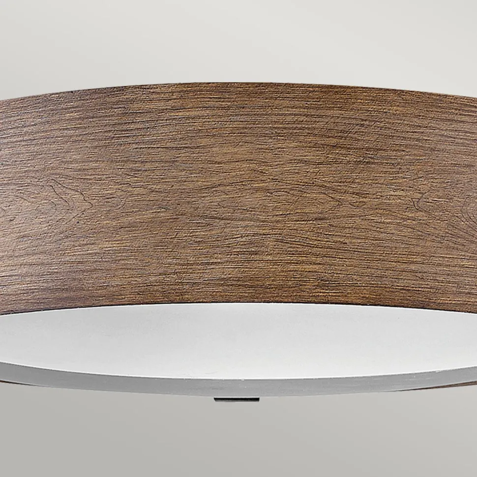 Außenlampe rund D: 38,1 cm IP44 E14 in Holz Optik blendarm