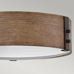 Außenlampe rund D: 38,1 cm IP44 E14 in Holz Optik blendarm