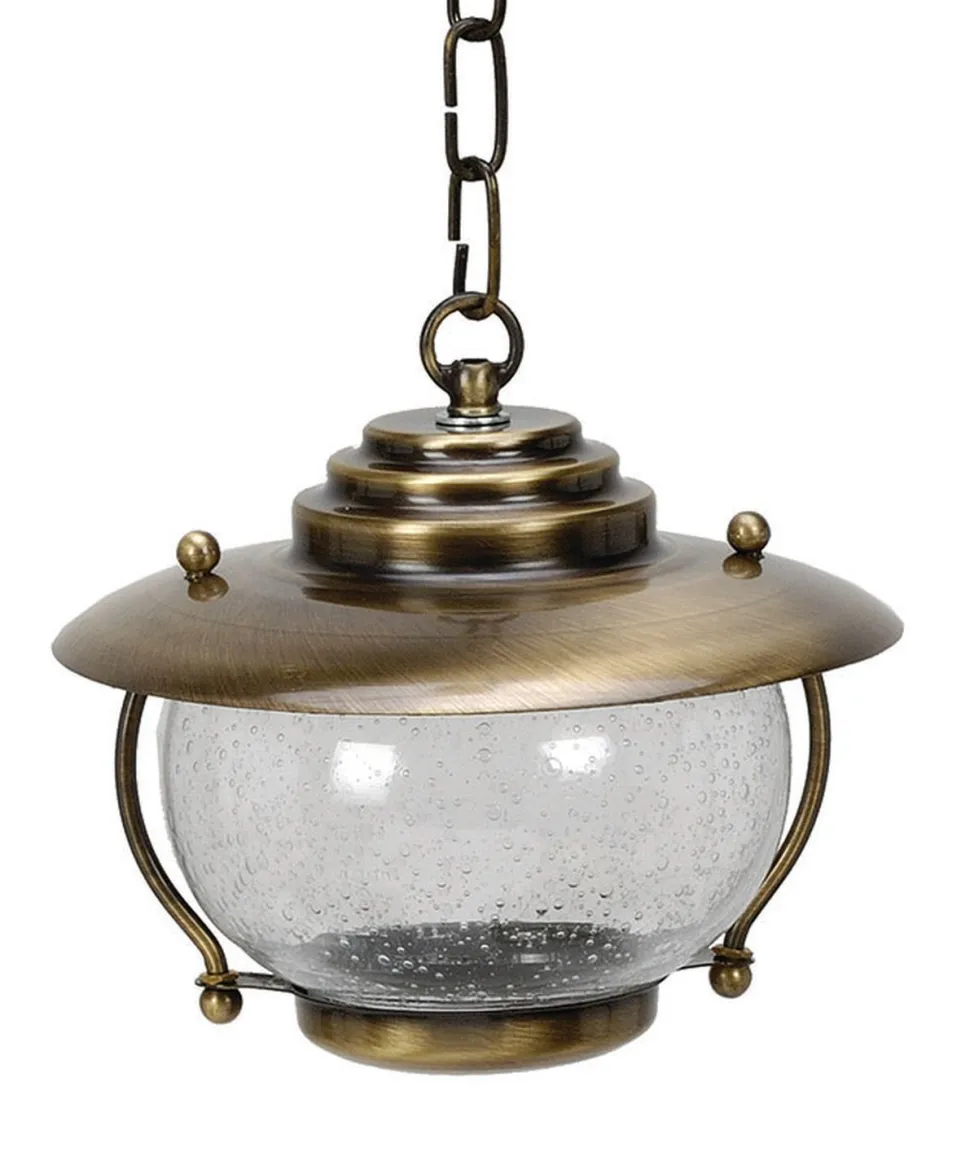 Außenlampe Rund Glas Messing in Antik IP43 Terrasse