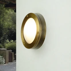 Außenlampe Rund Messing Wand Haus Terrasse