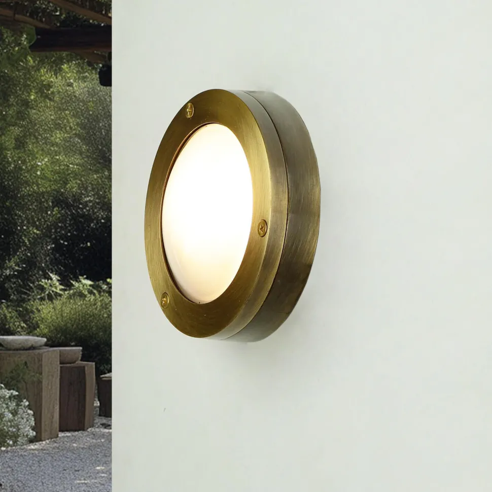 Außenlampe Rund Messing Wand Haus Terrasse