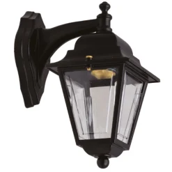 Außenlampe Schwarz Rustikal Echt-Messing 26 cm hoch IP43