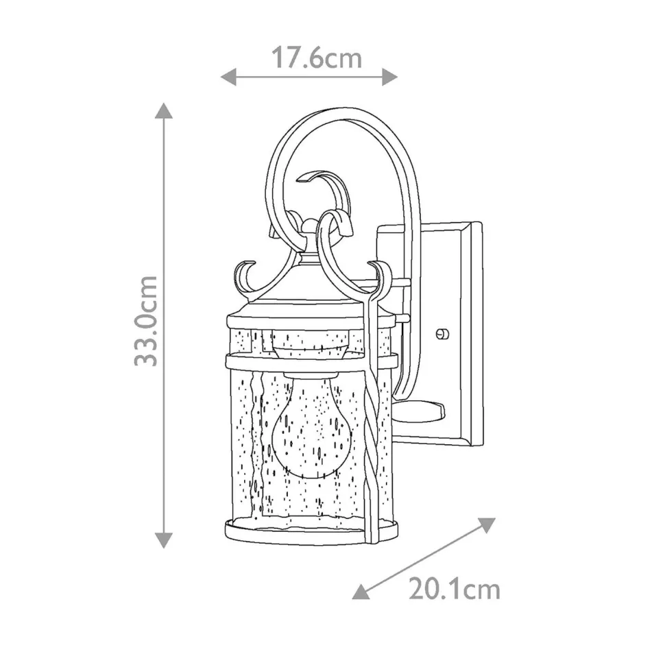 Außenlampe Vintage Aluminium Glas E27 IP44 33 cm hoch