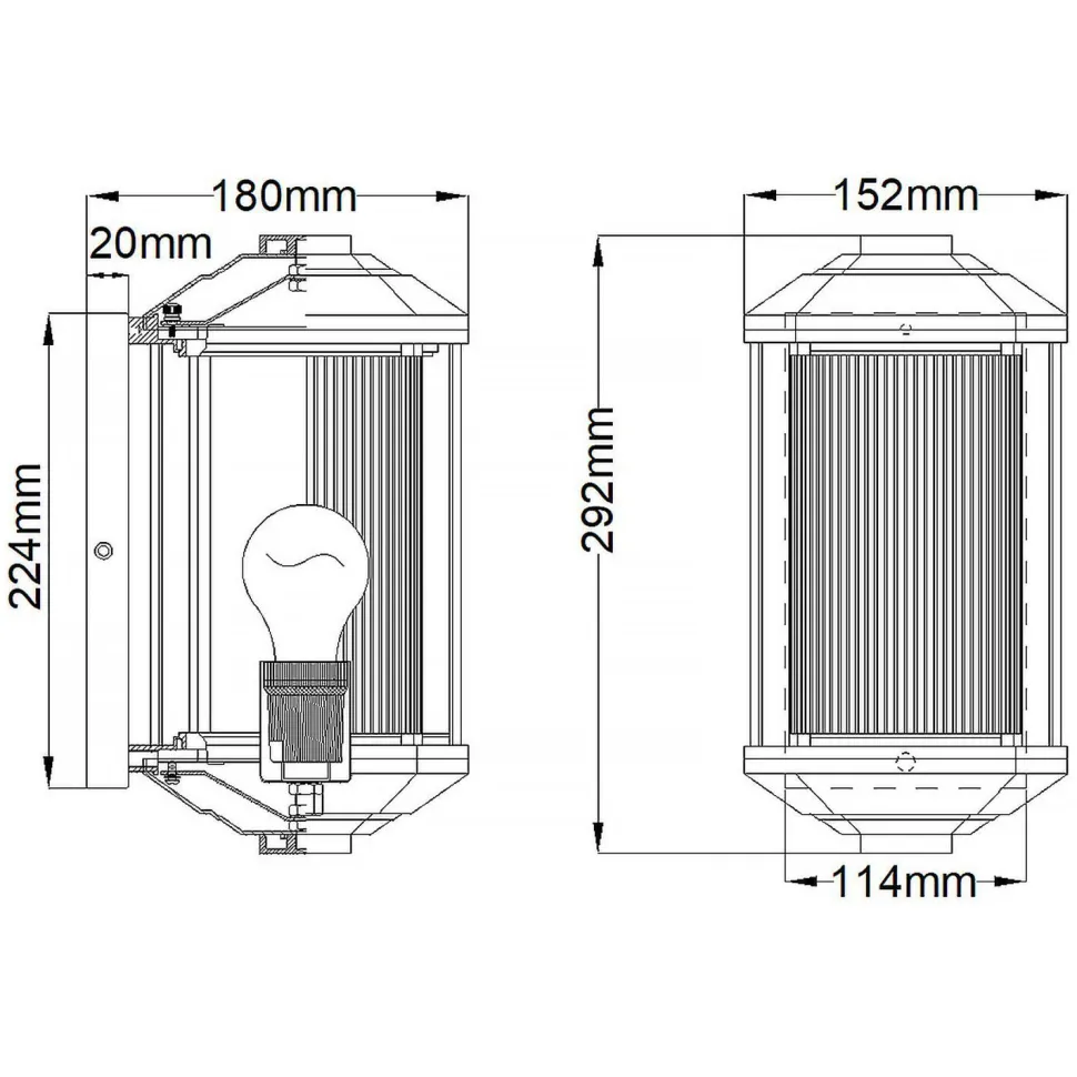 Außenlampe Wand 29,2 cm hoch IP44 E27 klein Eingang