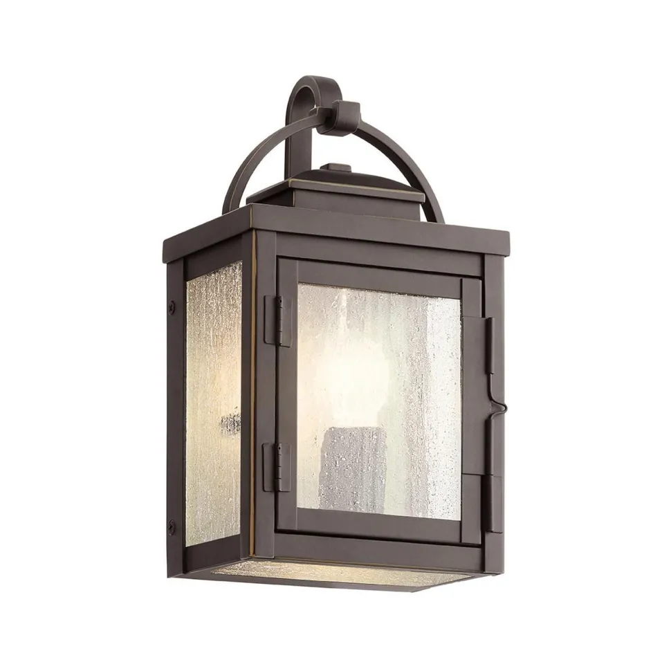 Außenlampe Wand Aluminium Glas IP44 H: 27,9 cm Vintage