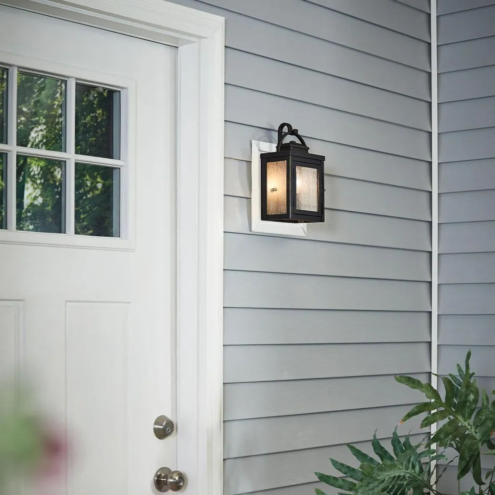 Außenlampe Wand Aluminium Glas IP44 H: 27,9 cm Vintage