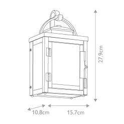 Außenlampe Wand Aluminium Glas IP44 H: 27,9 cm Vintage