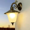 Außenlampe Wand aus Messing Antik mit Glasschirm