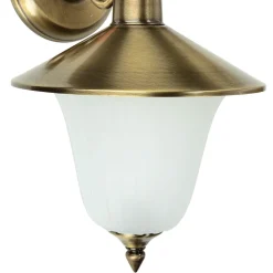 Außenlampe Wand aus Messing Antik mit Glasschirm