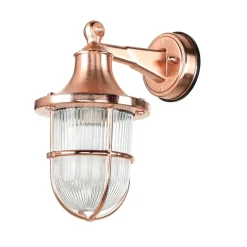 Außenlampe Wand E27 IP64 in Kupfer Glas Messing Maritim