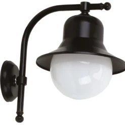 Außenlampe Wand Echt-Messing Glas H: 30 cm IP23 Schwarz