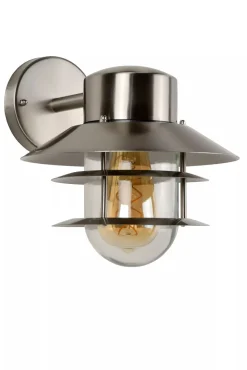 Außenlampe Wand Glas Aluminium in Chrom IP44 E27 Balkon