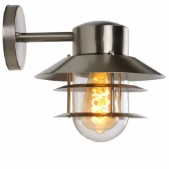 Außenlampe Wand Glas Aluminium in Chrom IP44 E27 Balkon