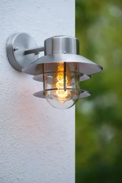 Außenlampe Wand Glas Aluminium in Chrom IP44 E27 Balkon