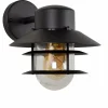 Außenlampe Wand Glas Aluminium Schwarz IP44 E27 Balkon