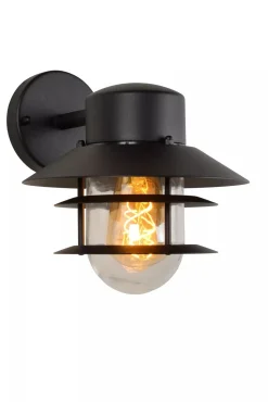 Außenlampe Wand Glas Aluminium Schwarz IP44 E27 Balkon
