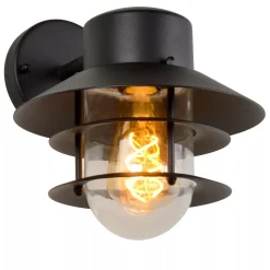 Außenlampe Wand Glas Aluminium Schwarz IP44 E27 Balkon